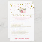 ピンクと金ゴールドの秋ブライダルシャワーゲーム，カボチャ (正面/裏面)