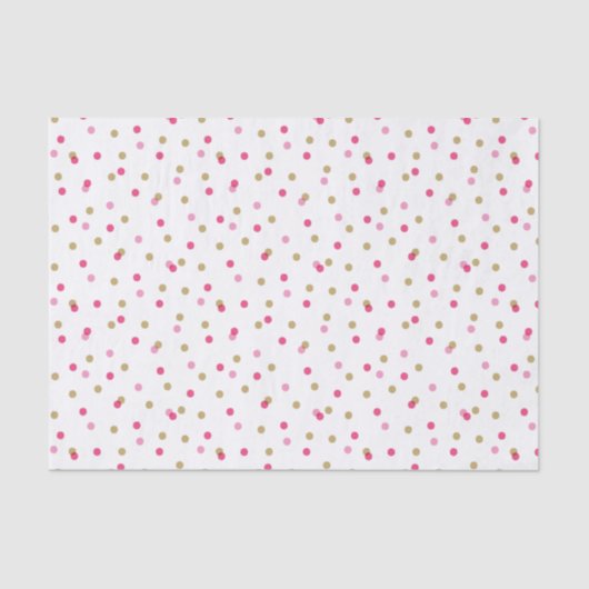 ピンクと金ゴールドの紙吹雪ドット 薄葉紙 (正面)