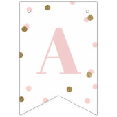 ピンクと金ゴールドの紙吹雪ハッピーバースデー バンティングフラッグ (第3の旗)