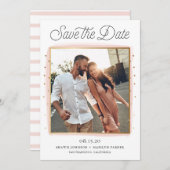ピンクと金ゴールドの紙吹雪写真Save the Date Card セーブザデート (正面/裏面)
