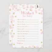 ピンクと金ゴールドの紙吹雪赤ちゃんシャワーの願い ポストカード (正面/裏面)