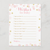 ピンクと金ゴールドの紙吹雪赤ちゃんシャワーの願い ポストカード (正面)