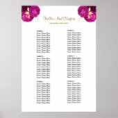 ピンクと金ゴールドの結婚フローラの座席表 ポスター (正面)