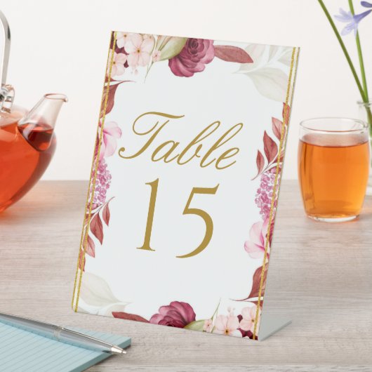 ピンクと金ゴールドの結婚文字盤の表 台座サイン (インサイチュ)