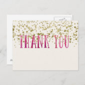 ピンクと金ゴールドの続編ありがとうポストカード ポストカード (正面/裏面)