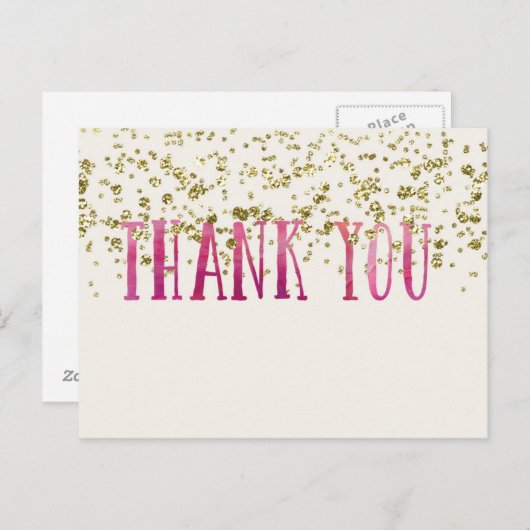ピンクと金ゴールドの続編ありがとうポストカード ポストカード (正面/裏面)