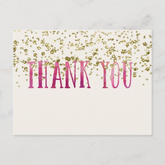 ピンクと金ゴールドの続編ありがとうポストカード ポストカード (正面)