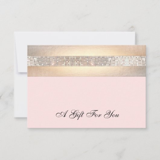 ピンクと金ゴールドの美しいサロンギフト証明書 (正面)