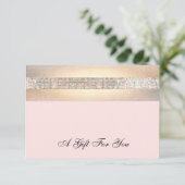 ピンクと金ゴールドの美しいサロンギフト証明書 (スタンド正面)