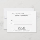 ピンクと金ゴールドの美しいサロンギフト証明書 (裏面)