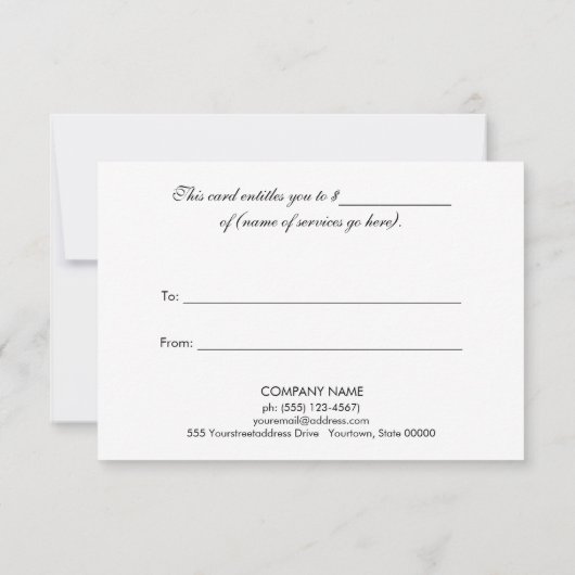 ピンクと金ゴールドの美しいサロンギフト証明書 (裏面)