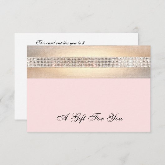 ピンクと金ゴールドの美しいサロンギフト証明書 (正面/裏面)