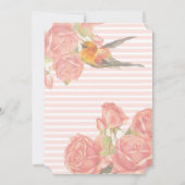 ピンクと金ゴールドの花と鳥結婚式招待状 招待状 (裏面)