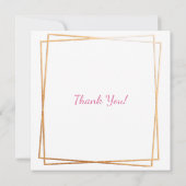 ピンクと金ゴールドの花フェイク紙お礼 サンキューカード (裏面)