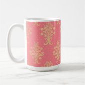 ピンクと金ゴールドの花柄 コーヒーマグカップ (左)