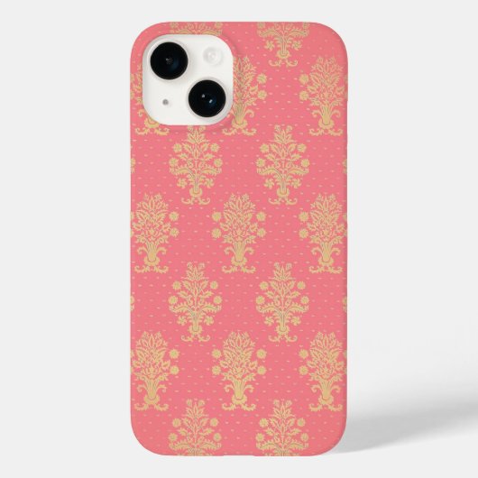 ピンクと金ゴールドの花柄 Case-Mate iPhoneケース (裏面)