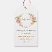 ピンクと金ゴールドの花赤ちゃん女の子の赤ちゃんシャワー ギフトタグ (裏面)