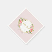 ピンクと金ゴールドの花赤ちゃん女の子の赤ちゃんシャワー スタンダードカクテルナプキン (角)