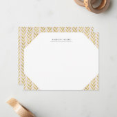 ピンクと金ゴールドの葉モノグラムの文具 ノートカード (正面/裏面インサイチュ)