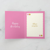 ピンクと金ゴールドの誕生日に写真の娘を追加 カード (内部)