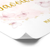 ピンクと金ゴールドの誕生日はテーブルの記号を好む ポスター (角)