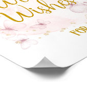 ピンクと金ゴールドの誕生日ウェルウィッシュテーブルサイン ポスター (角)