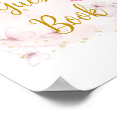 ピンクと金ゴールドの誕生日ゲストブックテーブルサイン ポスター (角)