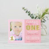 ピンクと金ゴールドの誕生日パーティーの招待 招待状 (スタンド正面)