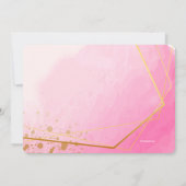 ピンクと金ゴールドの誕生日パーティーの招待 招待状 (裏面)