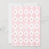 ピンクと金ゴールドの誕生日パーティー用フローラ 招待状 (裏面)