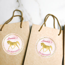 ピンクと金ゴールドの誕生日パーティー ラウンドシール