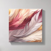 ピンクと金ゴールドの豪華な羽毛パターン キャンバスプリント (正面)