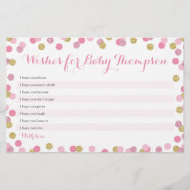 ピンクと金ゴールドの赤ちゃんシャワーがベビーカードを願う