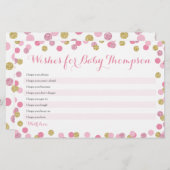ピンクと金ゴールドの赤ちゃんシャワーがベビーカードを願う (正面/裏面)