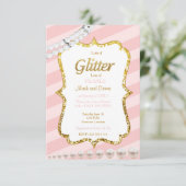 ピンクと金ゴールドの赤ちゃんシャワーの招待状 招待状 (スタンド正面)