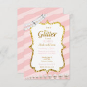 ピンクと金ゴールドの赤ちゃんシャワーの招待状 招待状 (正面/裏面)