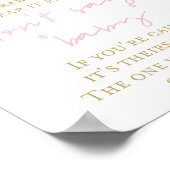 ピンクと金ゴールドの赤ちゃんシャワーゲームサイン ポスター (角)