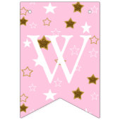 ピンクと金ゴールドの赤ちゃんシャワー歓迎の世界のフットプリント バンティングフラッグ (第2の旗)