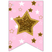 ピンクと金ゴールドの赤ちゃんシャワー歓迎の世界のフットプリント バンティングフラッグ (第1の旗)