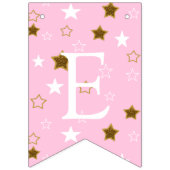 ピンクと金ゴールドの赤ちゃんシャワー歓迎の世界のフットプリント バンティングフラッグ (第3の旗)