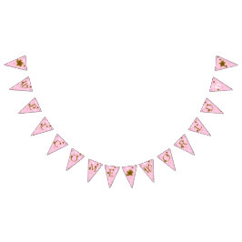 ピンクと金ゴールドの赤ちゃんシャワー歓迎の世界のフットプリント バンティングフラッグ