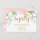 ピンクと金ゴールドの赤ちゃんシャワー登録カード サンキューカード (正面/裏面)