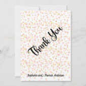 ピンクと金ゴールドの重ね合わせパーソナライズされたサンキューカード サンキューカード (正面)
