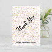 ピンクと金ゴールドの重ね合わせパーソナライズされたサンキューカード サンキューカード (スタンド正面)