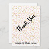 ピンクと金ゴールドの重ね合わせパーソナライズされたサンキューカード サンキューカード (正面/裏面)