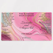 ピンクと金ゴールドの防水化粧品ドロッパーボトル ラベル (デザイン1)