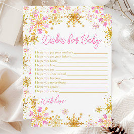 ピンクと金ゴールドの雪片がベビーを願う 招待状