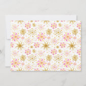 ピンクと金ゴールドの雪片の冬の赤ちゃんシャワー 招待状 (裏面)