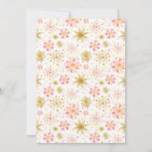 ピンクと金ゴールドの雪片の冬の赤ちゃんシャワー 招待状 (裏面)