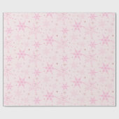 ピンクと金ゴールドの雪片クリスマスラッピング紙 ラッピングペーパー (フラット)